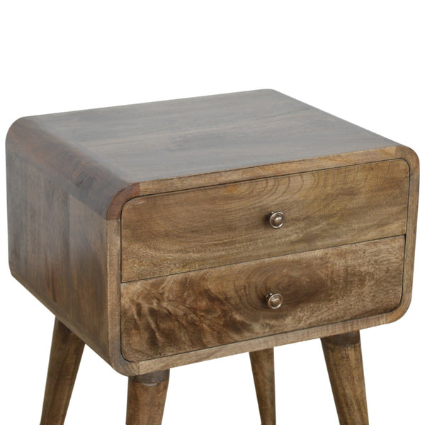 Aluna Curved Classic Grey Washed Nightstand