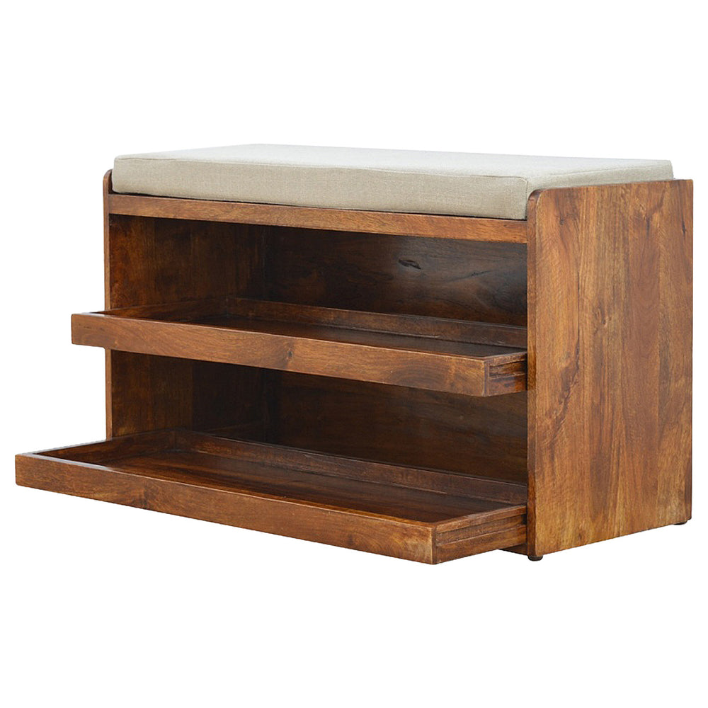 Aluna Mud Linen Pull out Shoe Bench