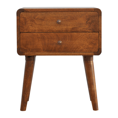 Aluna Curved Chestnut Nightstand
