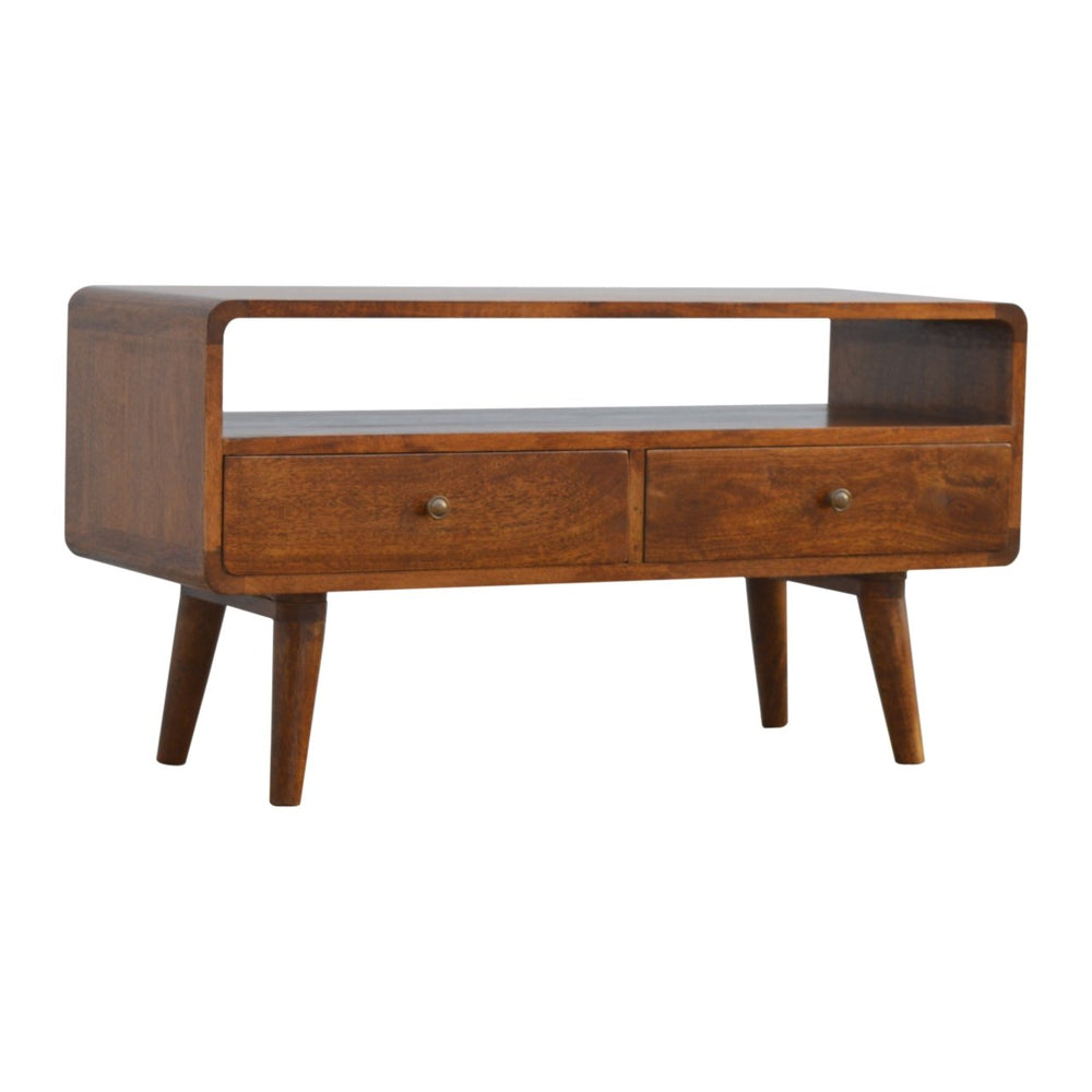 Aluna Curved Chestnut Tv Stand