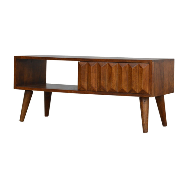 Aluna Chestnut Prism Sliding TV Stand