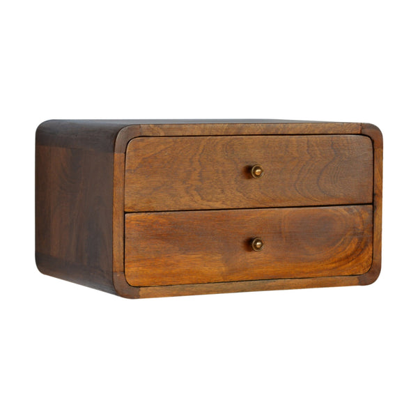 Aluna Floating Curved Chestnut Nightstand