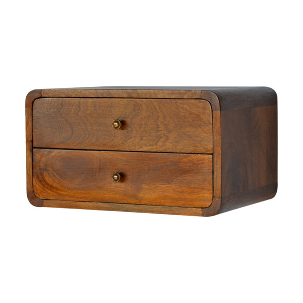 Aluna Floating Curved Chestnut Nightstand