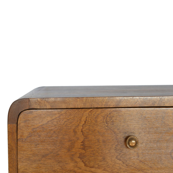 Aluna Floating Curved Chestnut Nightstand