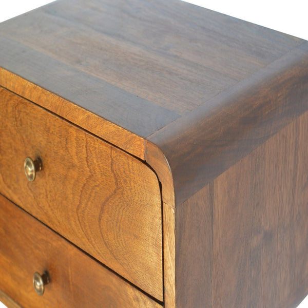 Aluna Floating Curved Chestnut Nightstand