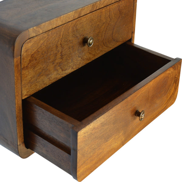 Aluna Floating Curved Chestnut Nightstand