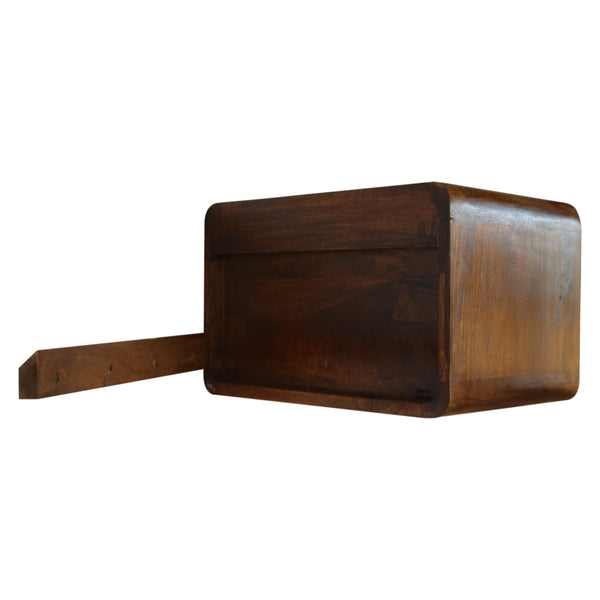 Aluna Floating Curved Chestnut Nightstand