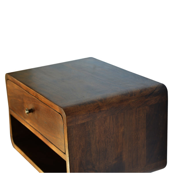 Aluna Chestnut Curve Floating Nightstand