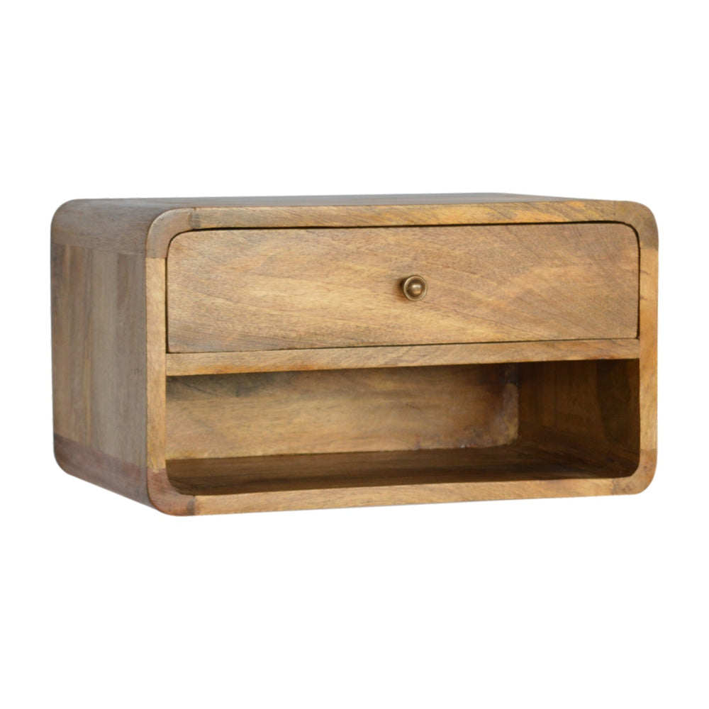 Aluna Floating Curve Open Slot Nightstand