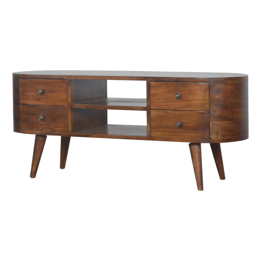 Aluna Chestnut Rounded Tv Stand