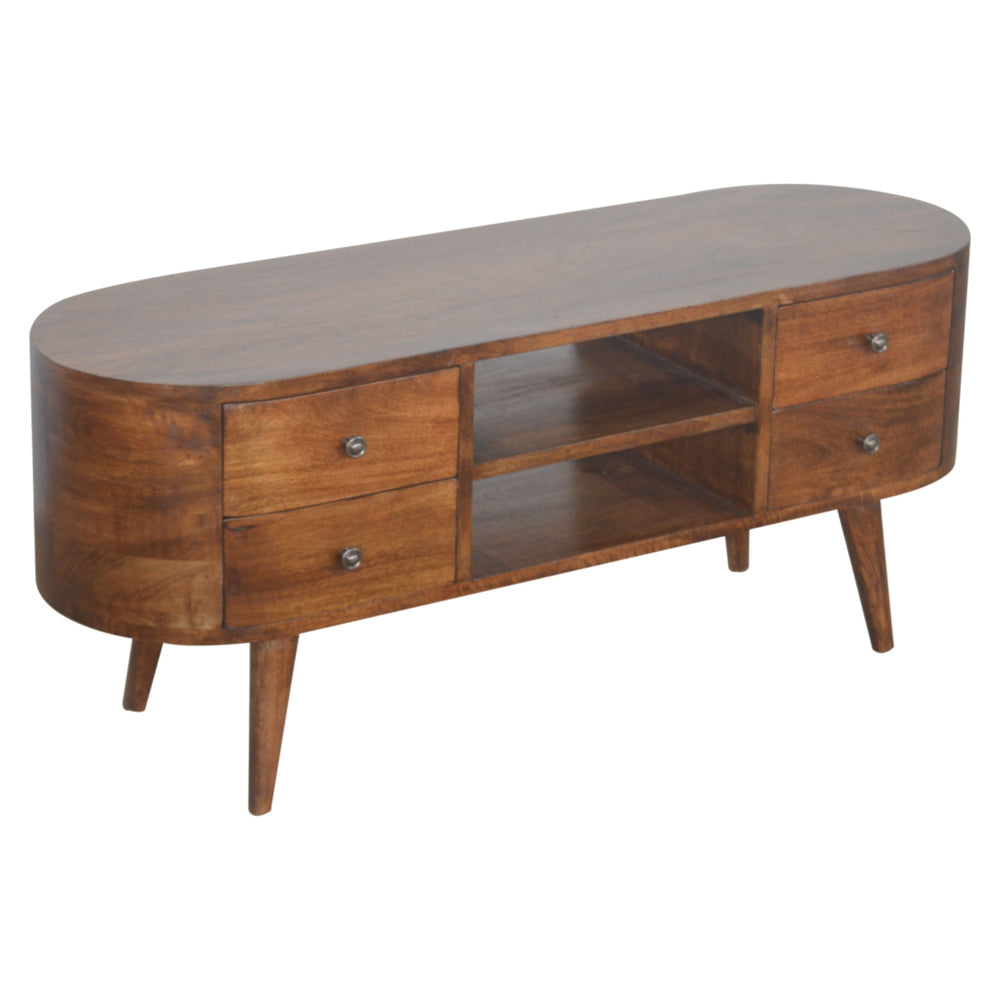 Aluna Chestnut Rounded Tv Stand
