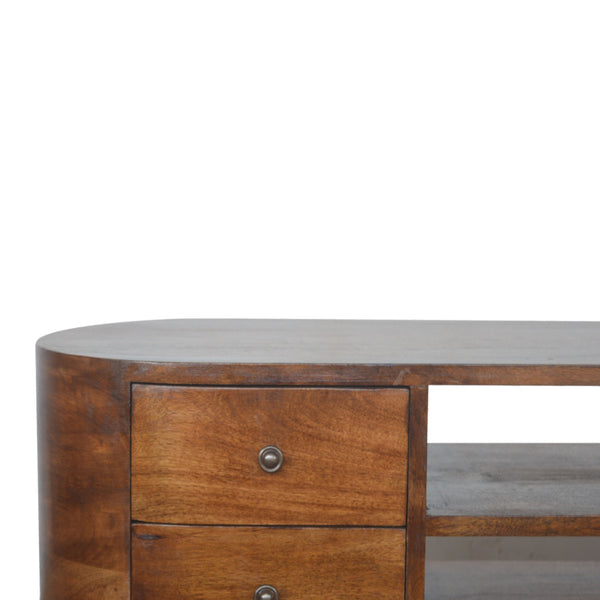 Aluna Chestnut Rounded Tv Stand