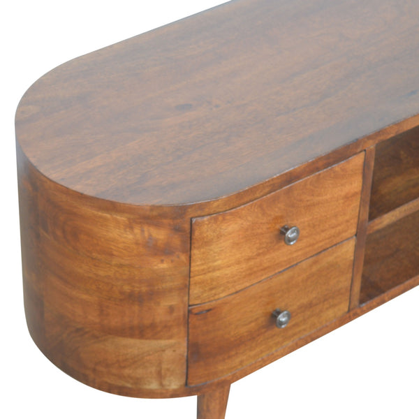 Aluna Chestnut Rounded Tv Stand