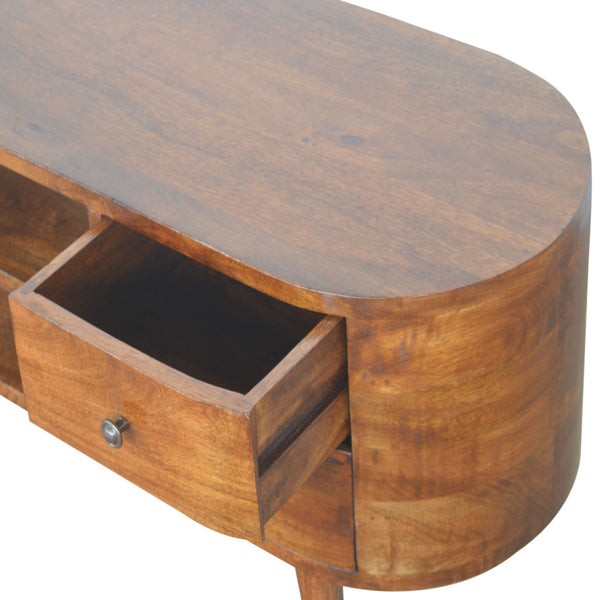 Aluna Chestnut Rounded Tv Stand