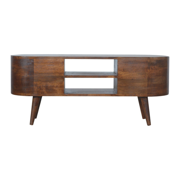 Aluna Chestnut Rounded Tv Stand