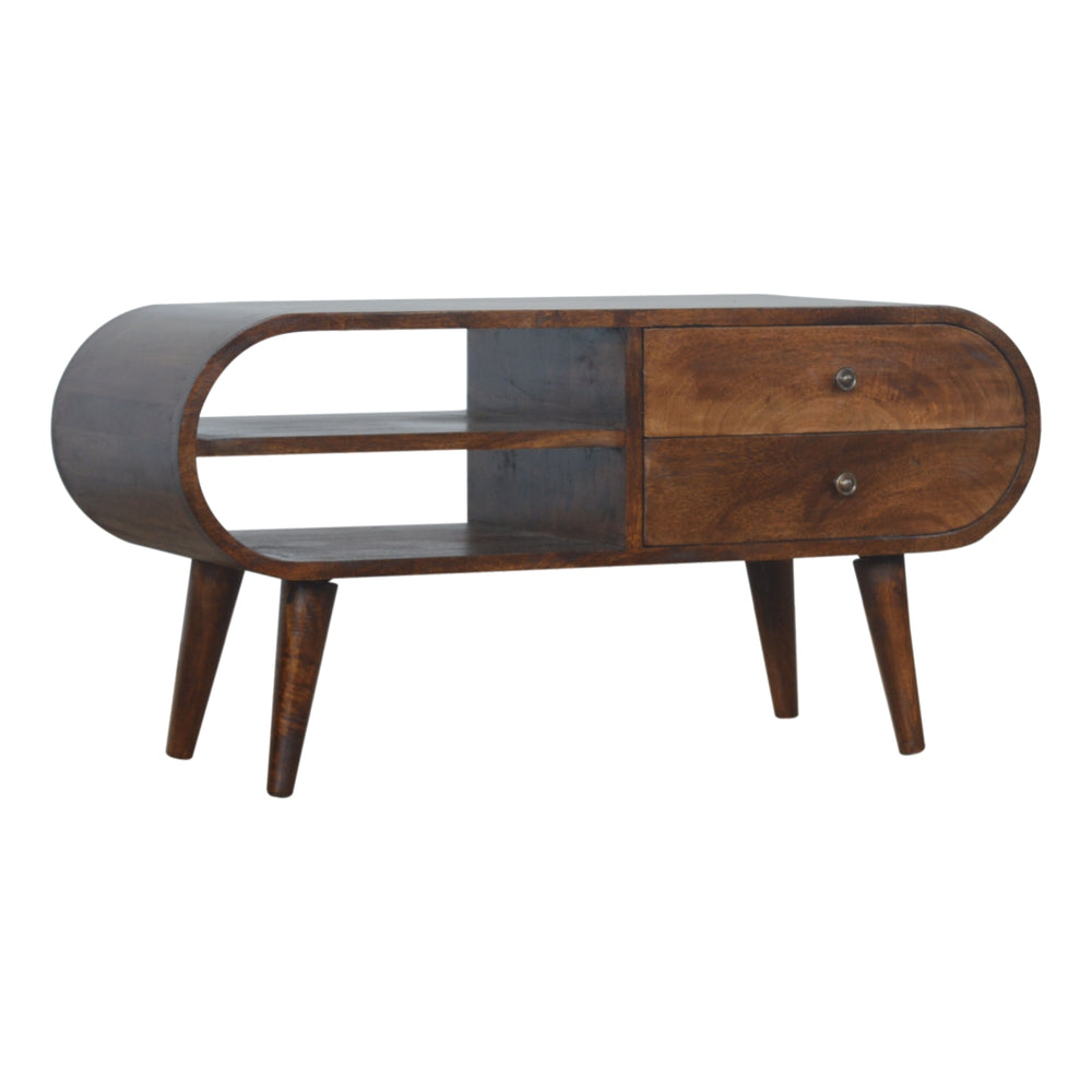 Aluna Chestnut Circular Tv Stand