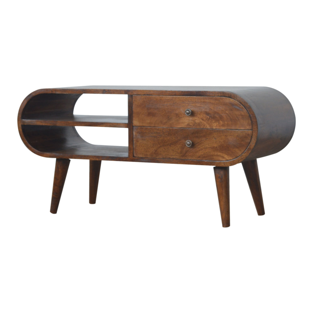 Aluna Chestnut Circular Tv Stand