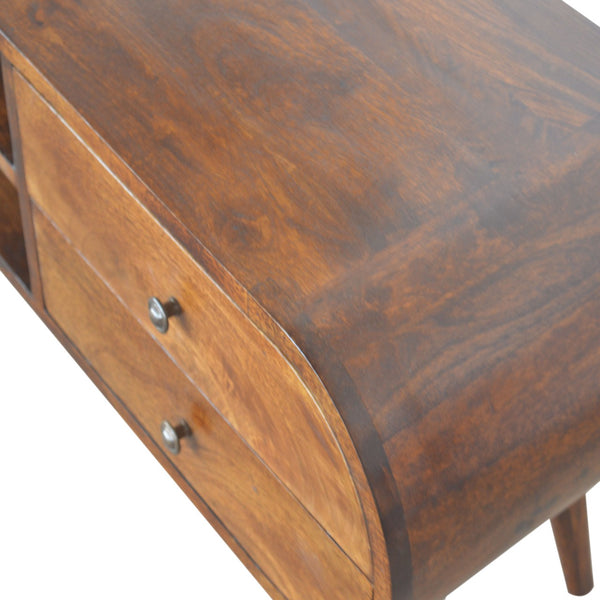 Aluna Chestnut Circular Tv Stand